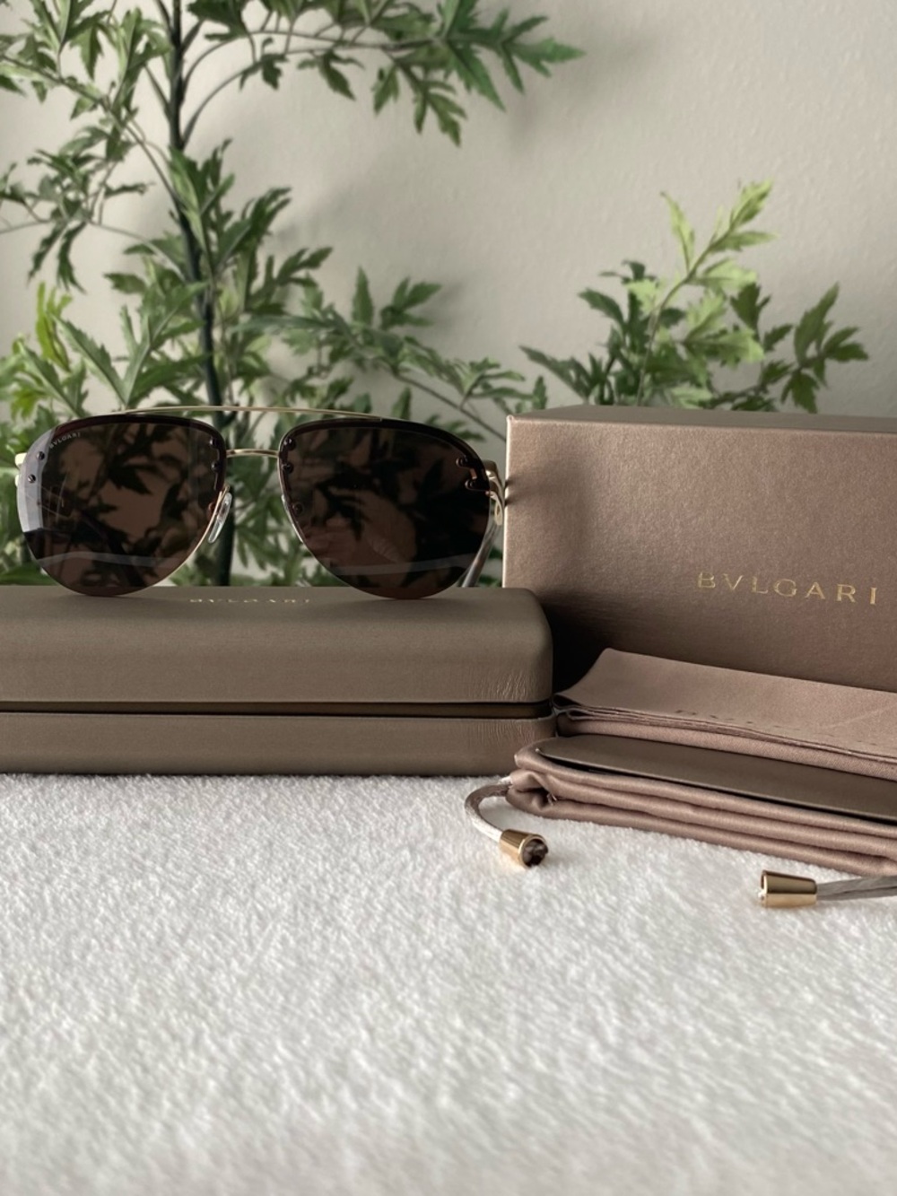 Bvlgari Aviator/Pilot Sunglasses | BV5052 | Pale Gold/Brown